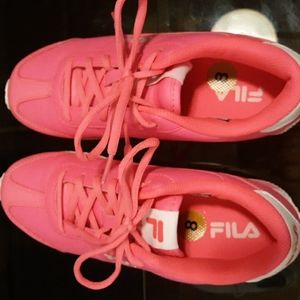 Fila hot pink sneakers, brand new condition worn twice. Need room in closet.